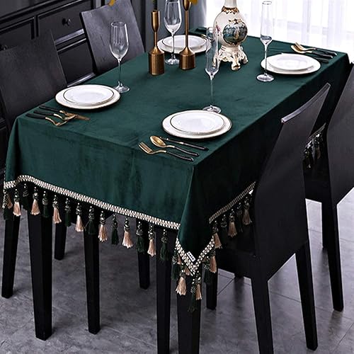 Miniatura 4 de Elegante y lujoso mantel cuadrado pequeño y grande de lujo, terciopelo sólido noble, rectangular, elegante, mantel con borlas, mantel rectangular