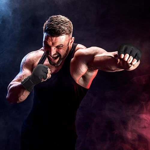 Miniatura 7 de WYOX - Vendas elásticas de boxeo con nudillos acolchados de gel en el interior, para proteger los puños, para mujeres y hombres, muñequeras para