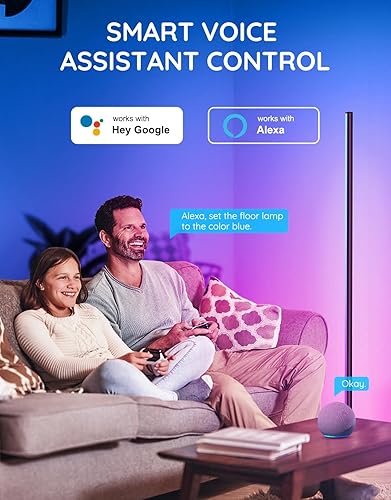Miniatura 3 de Lámpara de pie LED, lámpara de esquina RGB inteligente con control de aplicación, lámpara de pie moderna con sincronización de música, 16 millones