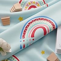 Vista 9 de Jinchan Cortinas opacas para guardería para habitación de niños, cortinas para dormitorio de niñas, bonitas, azul arcoíris, para sala