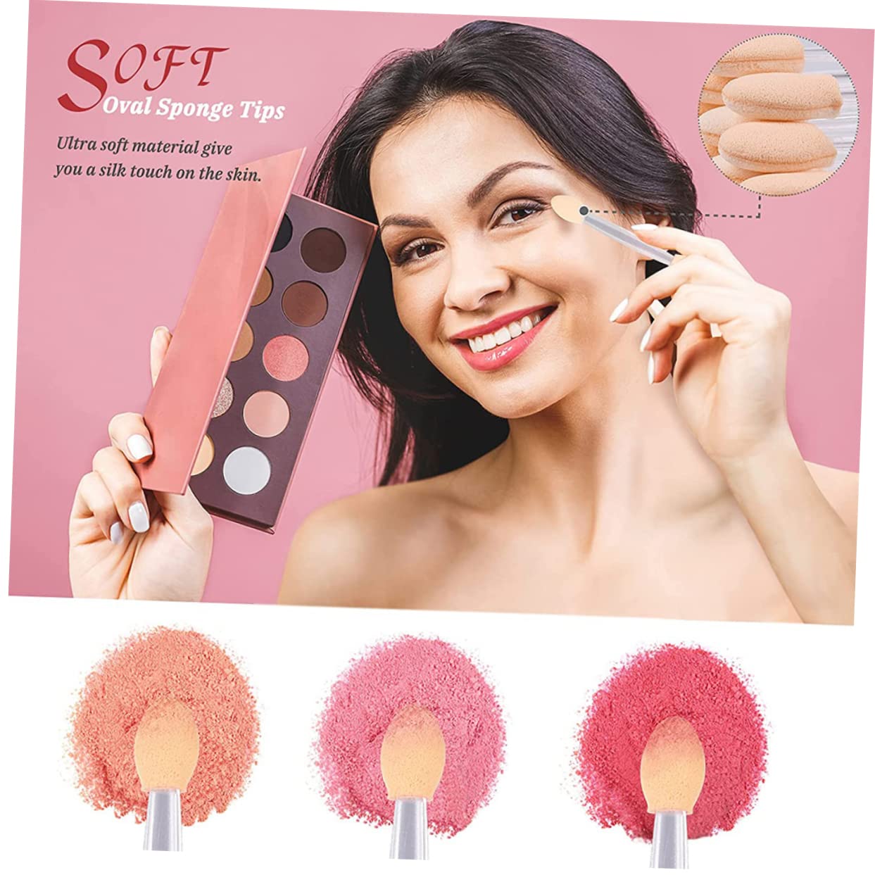 SOESFOUFU Eyeshadow Sponge Applicator Stick 50 Pcs Dual-ended Eye Shadow Sponge Brush Set Comfortable