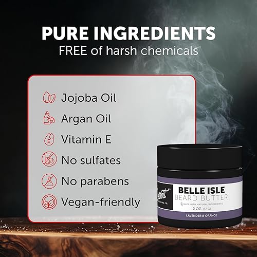 Miniatura 5 de Detroit Grooming Co. Mantequilla para barba para hombres  Suaviza, espesa e hidrata con aceite de cártamo y manteca de karité  Aroma Belle Isle, 2