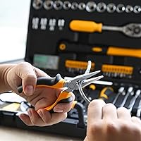 Vista 6 de DEKO PRO Juego de herramientas de 128 piezas, kit de herramientas manuales para el hogar, juego de herramientas de reparación automática, con caja