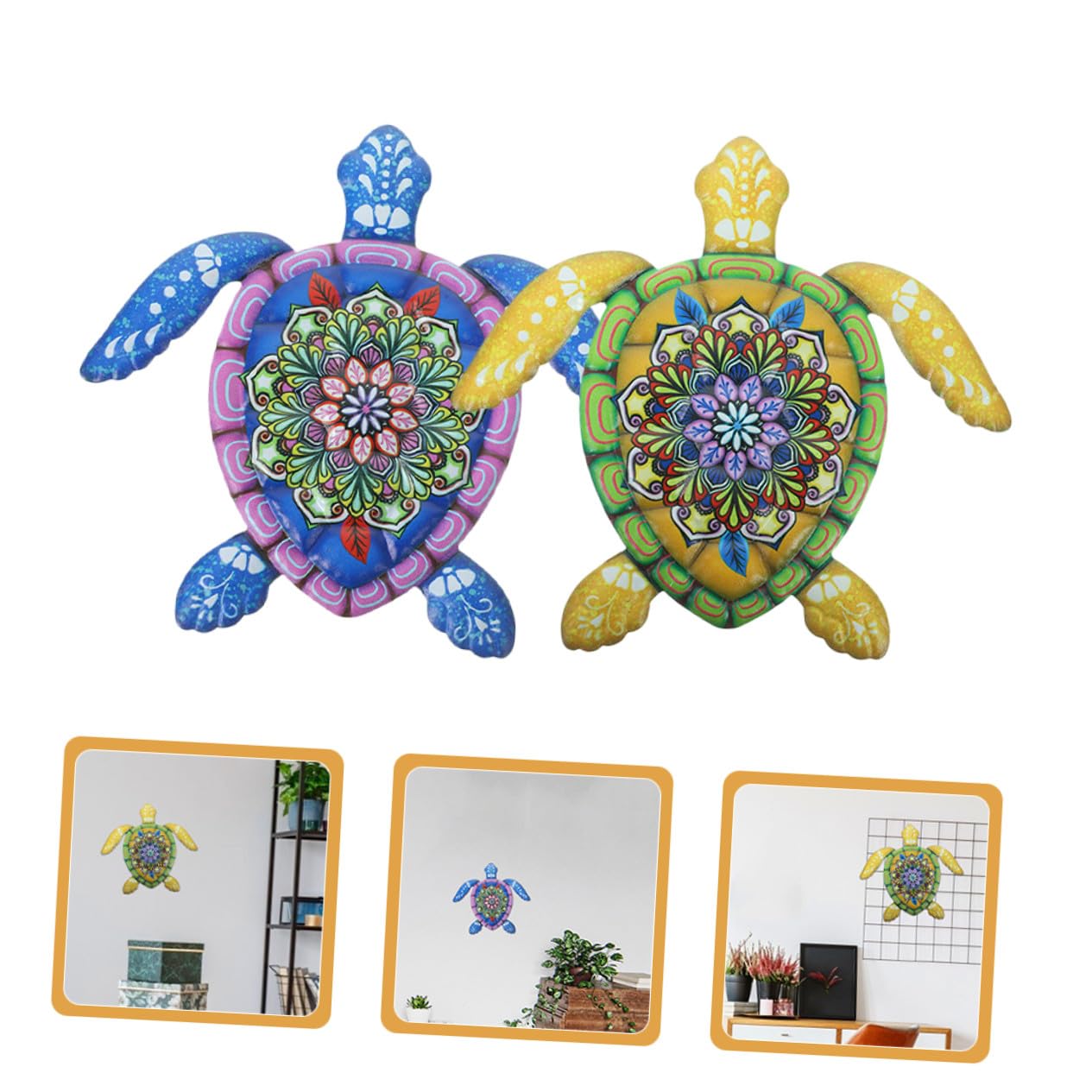 HOLIDYOYO Wandbehang Verblasst nicht Schildkrötenförmiger 2 Stück Rostbeständig aus Eisen Wandkunst und Dekorative für Garten und Wohnzimmer