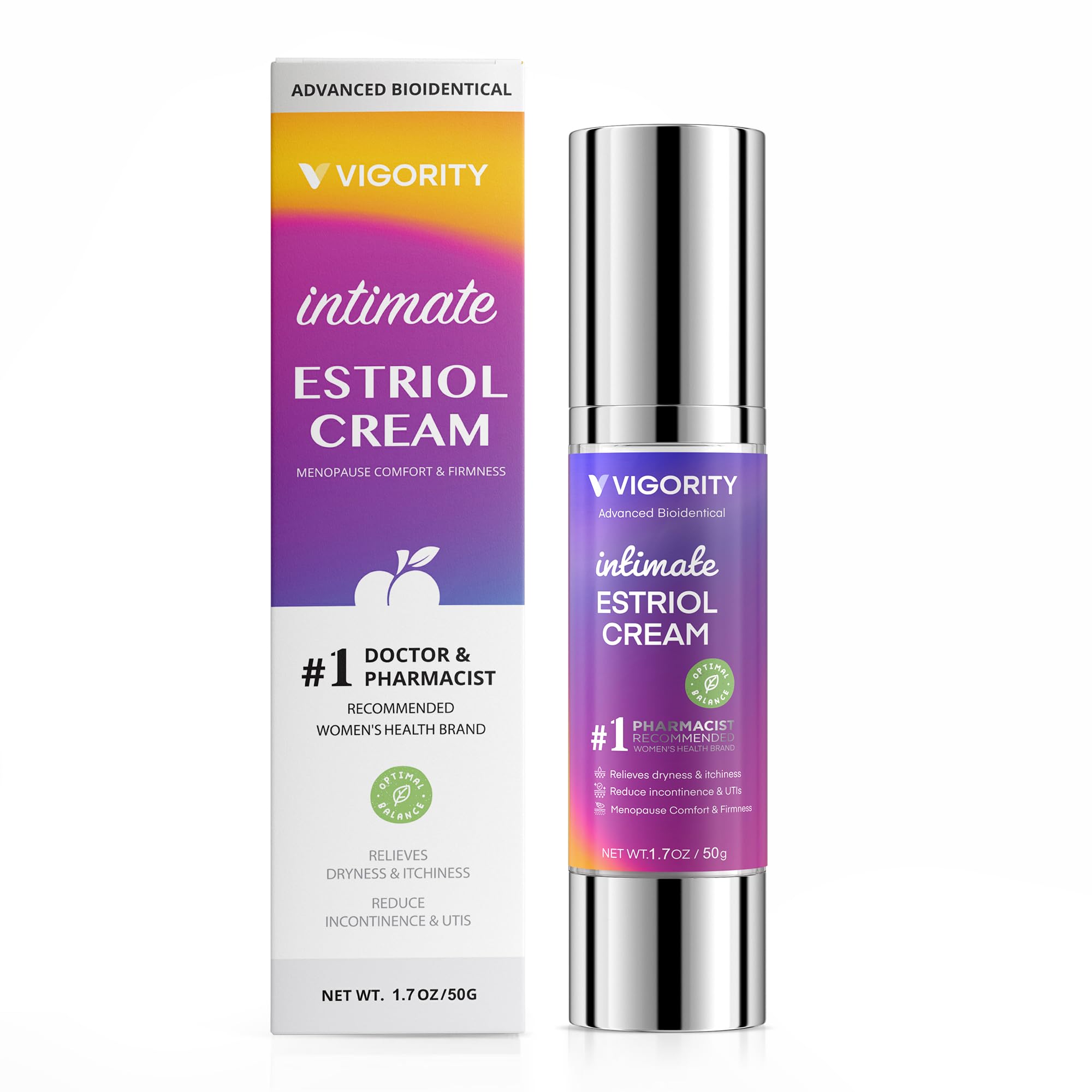Vigority Intimate Phyto-Estro Cream for Women, Daily Intimate Moisturizer for Comfort & Hydration, Gentle Botanical Formula, Paraben-Free, 50g / 1.76 oz