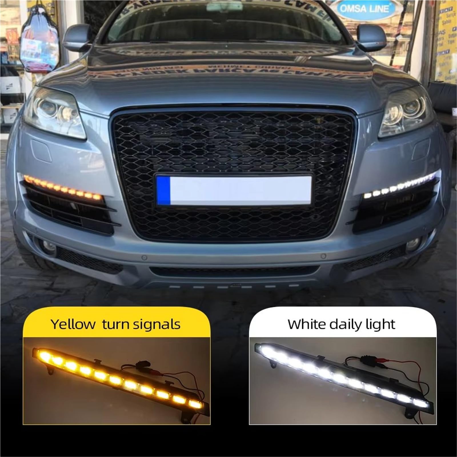 Veicolo Indicatori Direzione Luci Diurne A LED DRL Per Q7 2006 2007 2008 2009 Fendinebbia Indicatore Direzione Giallo(Dynamic turn signal,Only Right side)