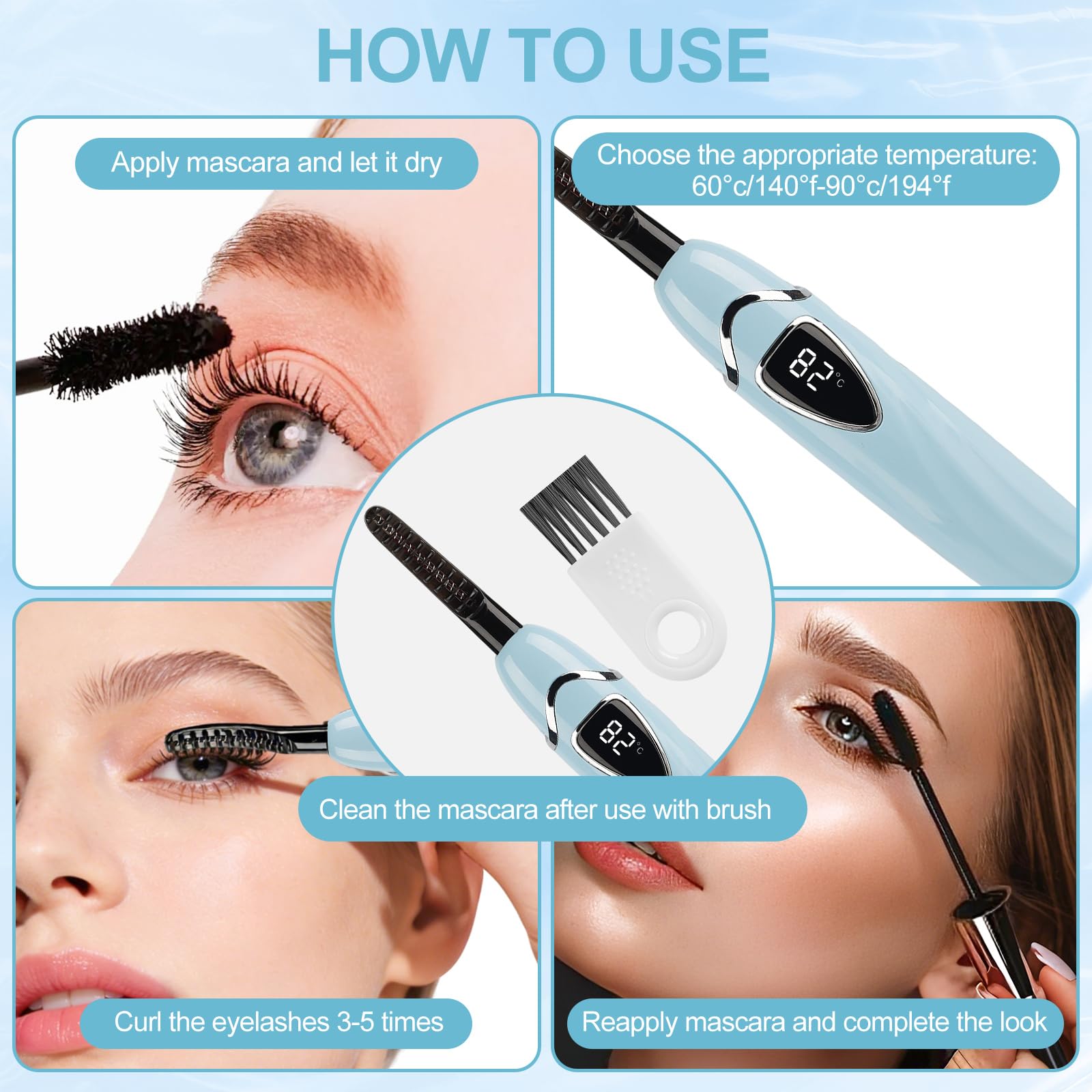 Heated Wimpern Curler Wimpernzange beheizbar, runpeak S600 beheizbare Wimpernzange mit präziser Temperaturregelung, Verbrühungsschutz & Auto-Off für langanhaltenden natürlichen Schwung