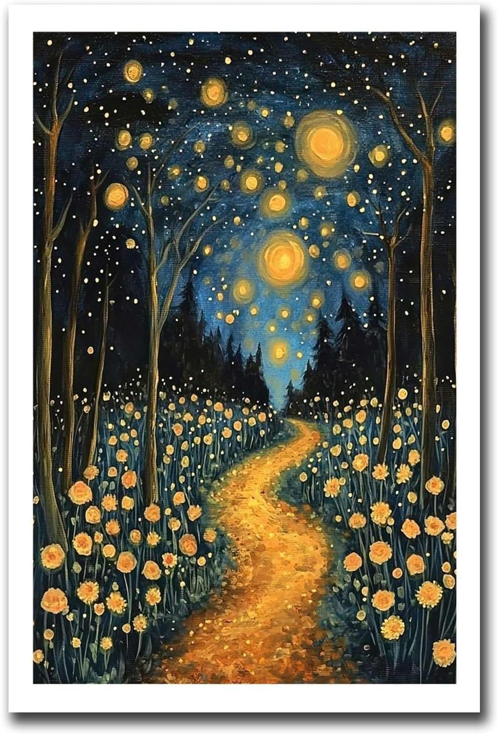Waeta Rnvzx Starry Night Forest Trees Canvas Wall Art Gustav Klimt Poster Prints 50x70cm