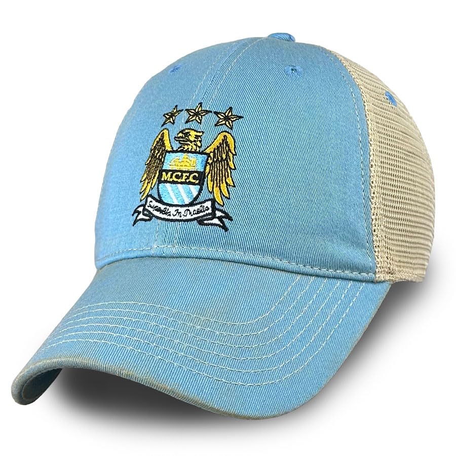 Gorra Trucker Vintage Manchester City Retro Azul Celeste miniatura 3
