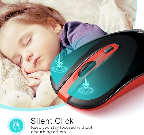 Miniatura 2 de LeadsaiL Wireless Computer Mouse, 2.4G Portable Slim USB Mouse, Silent Click Laptop Mouse with One AA Battery 3 Adjustable Levels, 4 Buttons