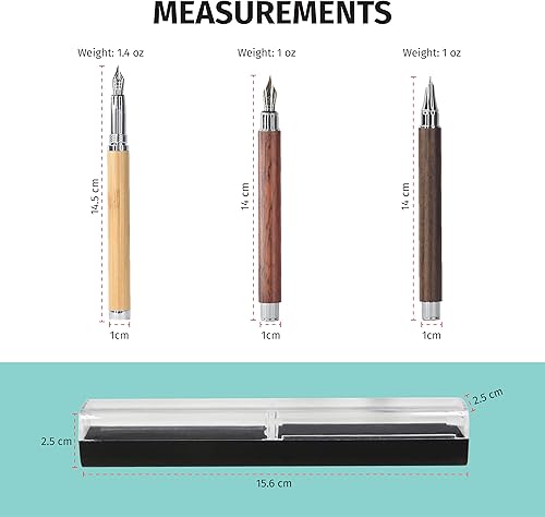 Miniatura 3 de Pluma estilográfica de bambú de tinta recargable con estuche para caligrafía | Opciones personalizadas grabadas con láser | Bolígrafo de