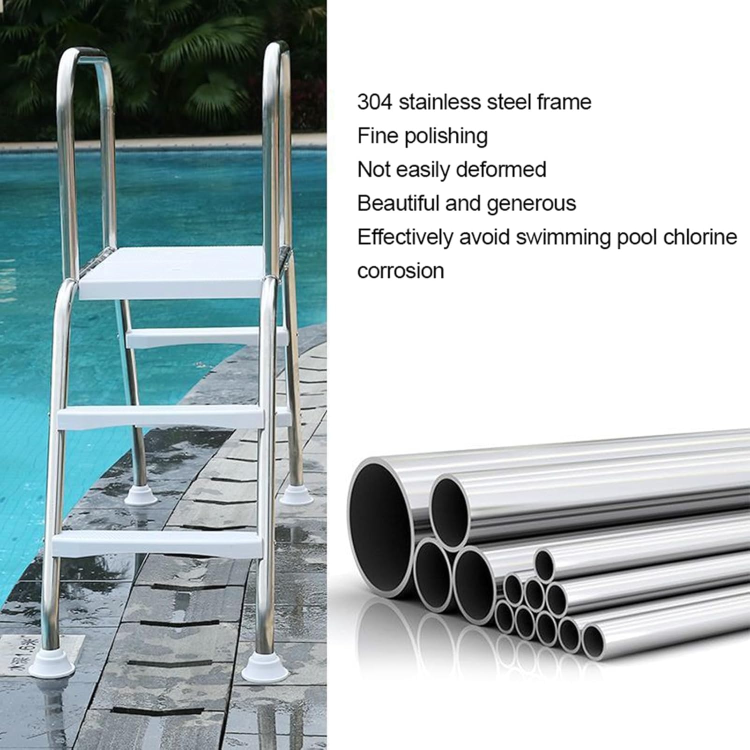 Amazon.co.jp: スイミングプールはしご、取り外し可能なステップ付き