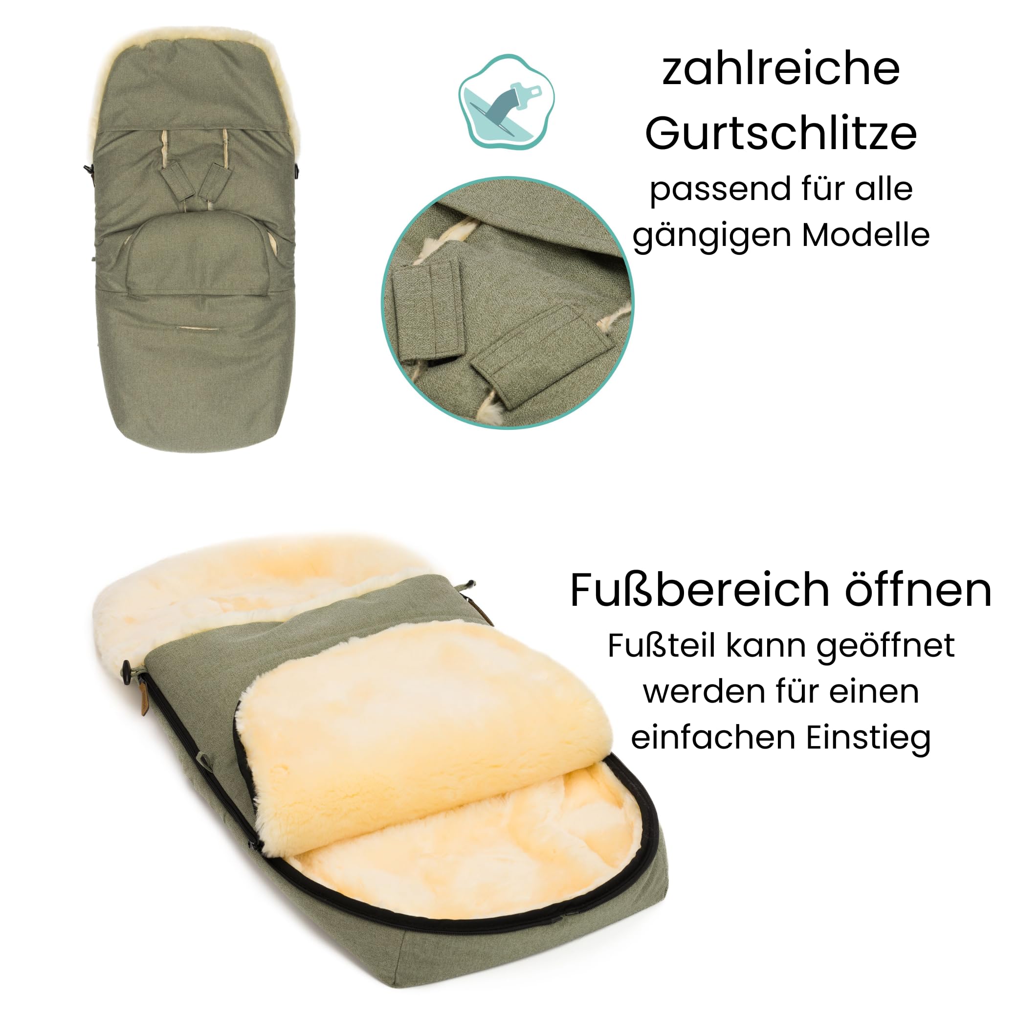 Fillikid Makalu Exklusiv Lammfellfußsack Winterfußsack medizinisches Fell 50x90 cm für Bugaboo Joolz