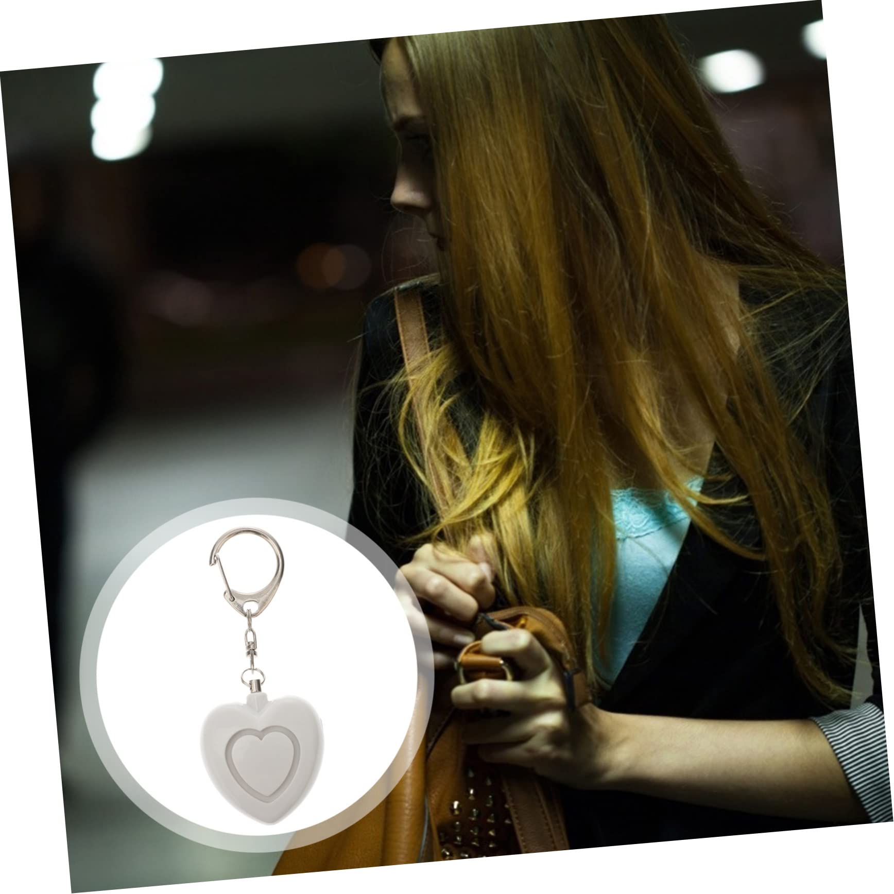Mikikit 5pièces Alarme Personnelle Forme De Cœur avec Lumière LED Système De Sécurité Portable pour Femmes Et Personnes Âgées Extérieur