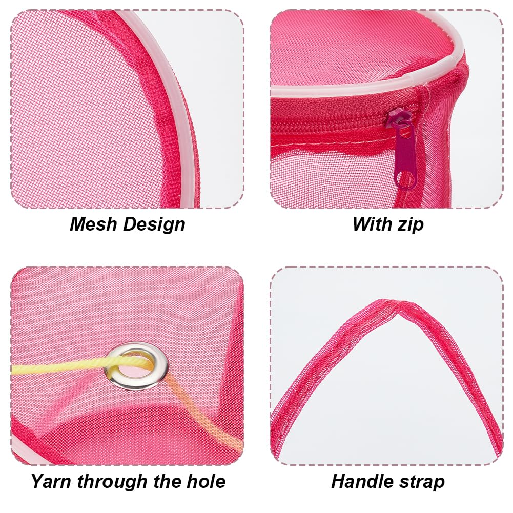 WEBEEDY 4pcs Crochet Yarn Holder Storage Bags 2 Sizes Empty Round Mesh Bag Crochet Yarn Storage Organizer Portable Knitting Yarn Tote Baskets for Crocheting Knitting Supplies Dispenses - Image 3