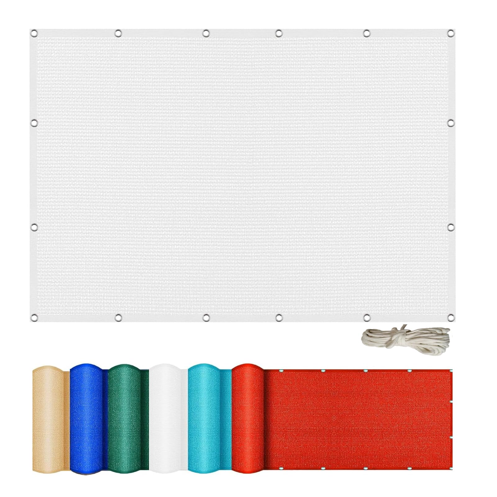 Voile d'ombrage HDPE blanc 100x240 cm avec oeillets et cordons pour pergola
