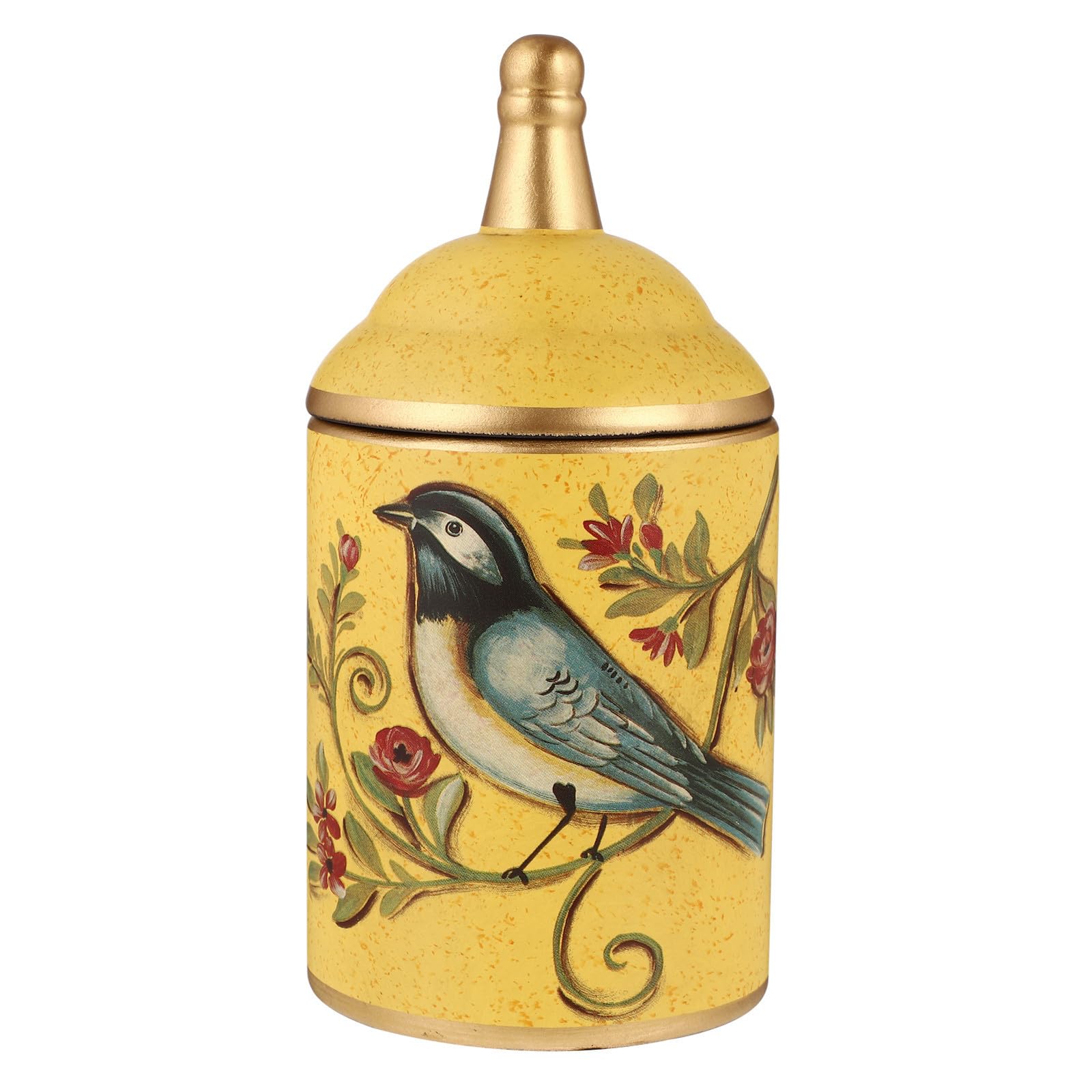 Barattolo in Ceramica Rotondo con Coperchio, Sigillo Ermetico, Giallo