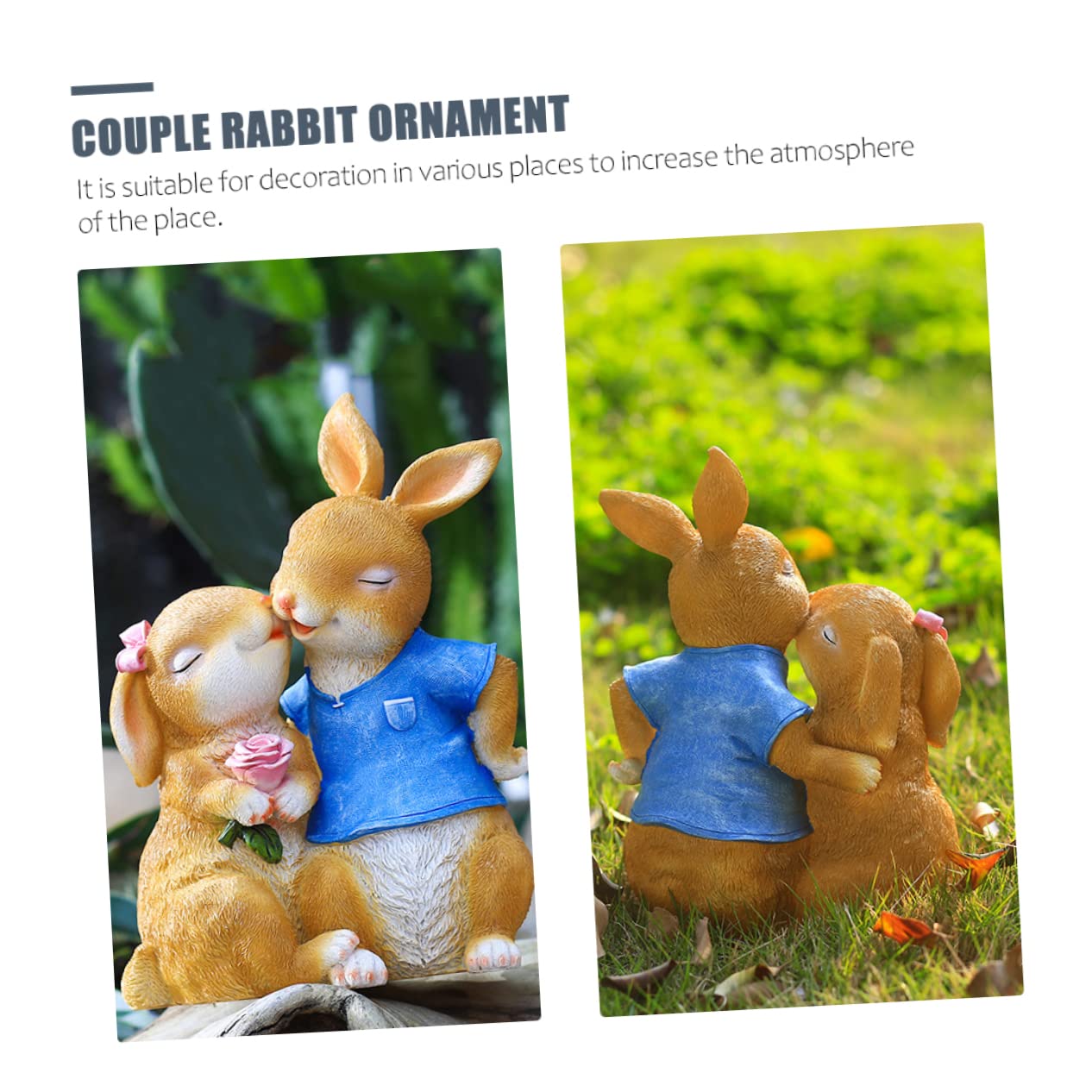 TOYANDONA Garten Deko Paar Kaninchen Figur Kunstharz für Außenbereich Niedliche Gartenskulptur für Kinder Wetterfest und Langlebig für Gartenliebhaber