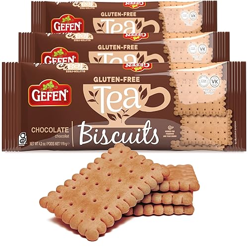 Gefen Galletas de té de chocolate sin gluten, 4.2 onzas (paquete de 3) | Galletas de té sociales | Kosher para Pascua