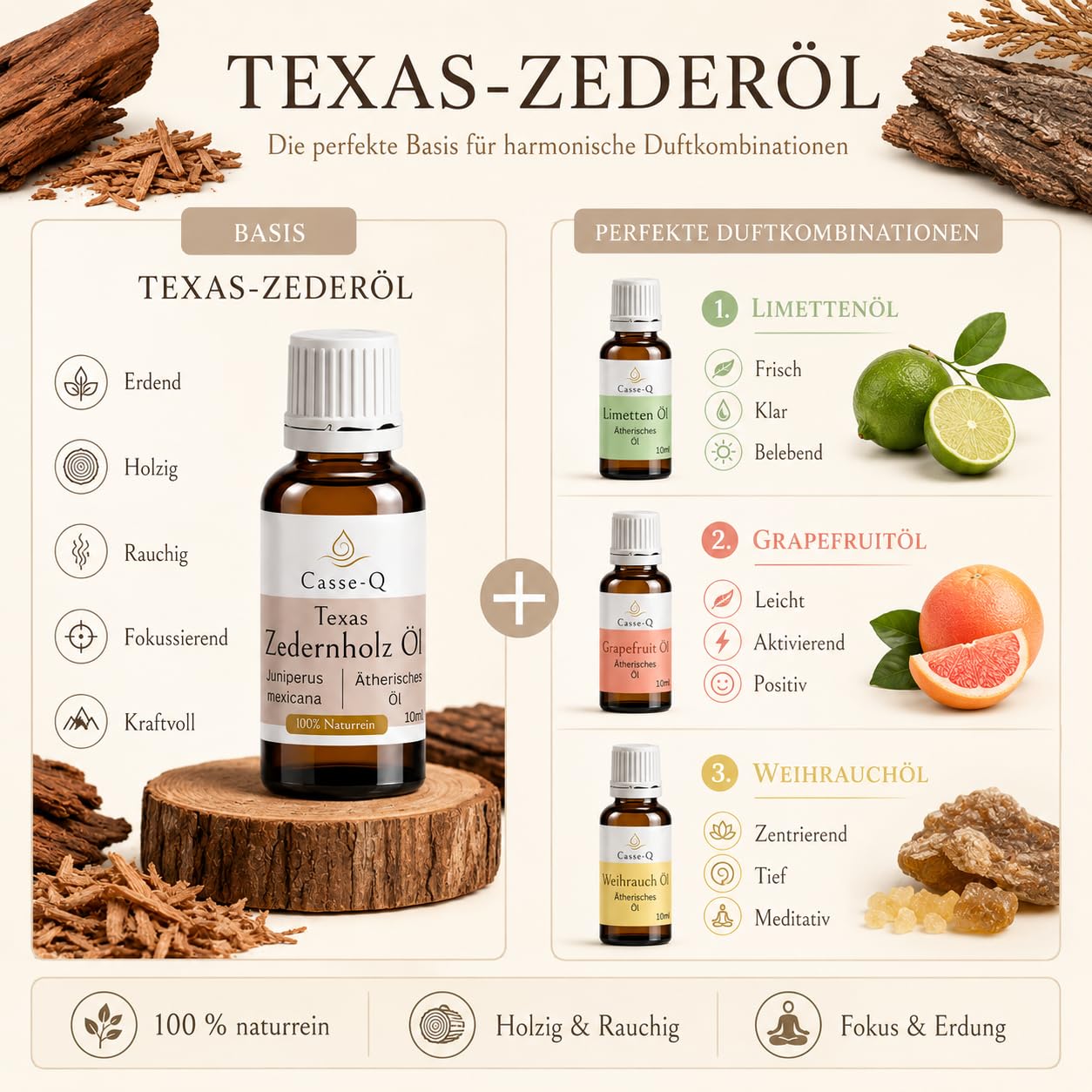 Texas Zedernholzöl 500 ml 100% naturreines ätherisches Öl Duftöl | 100% naturreines Duft Öl, warm, holzig-erdig, ideal für Diffuser, Duftlampe und Raumduft