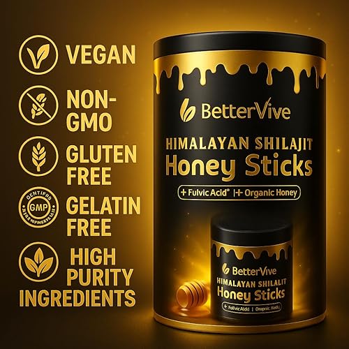 Miniatura 5 de Palitos de miel shilajit del Himalaya prémium  30 paquetes de un solo uso  Miel orgánica cruda + resina Shilajit superior del Himalaya  85+