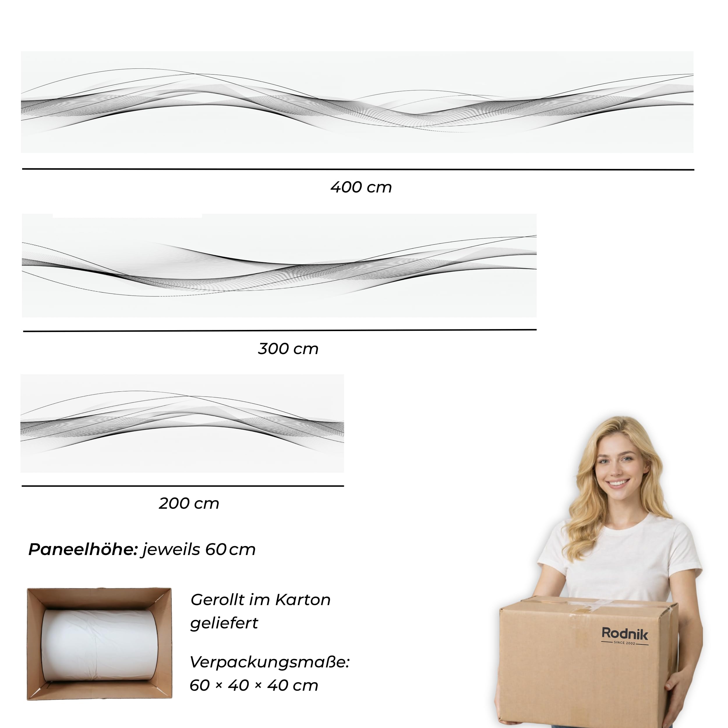 Rodnik Küchenrückwand – monolithische ABS-Platte mit Direktdruck, formstabil und langlebig. Große Motivauswahl (Eleganz, 60x400 cm)