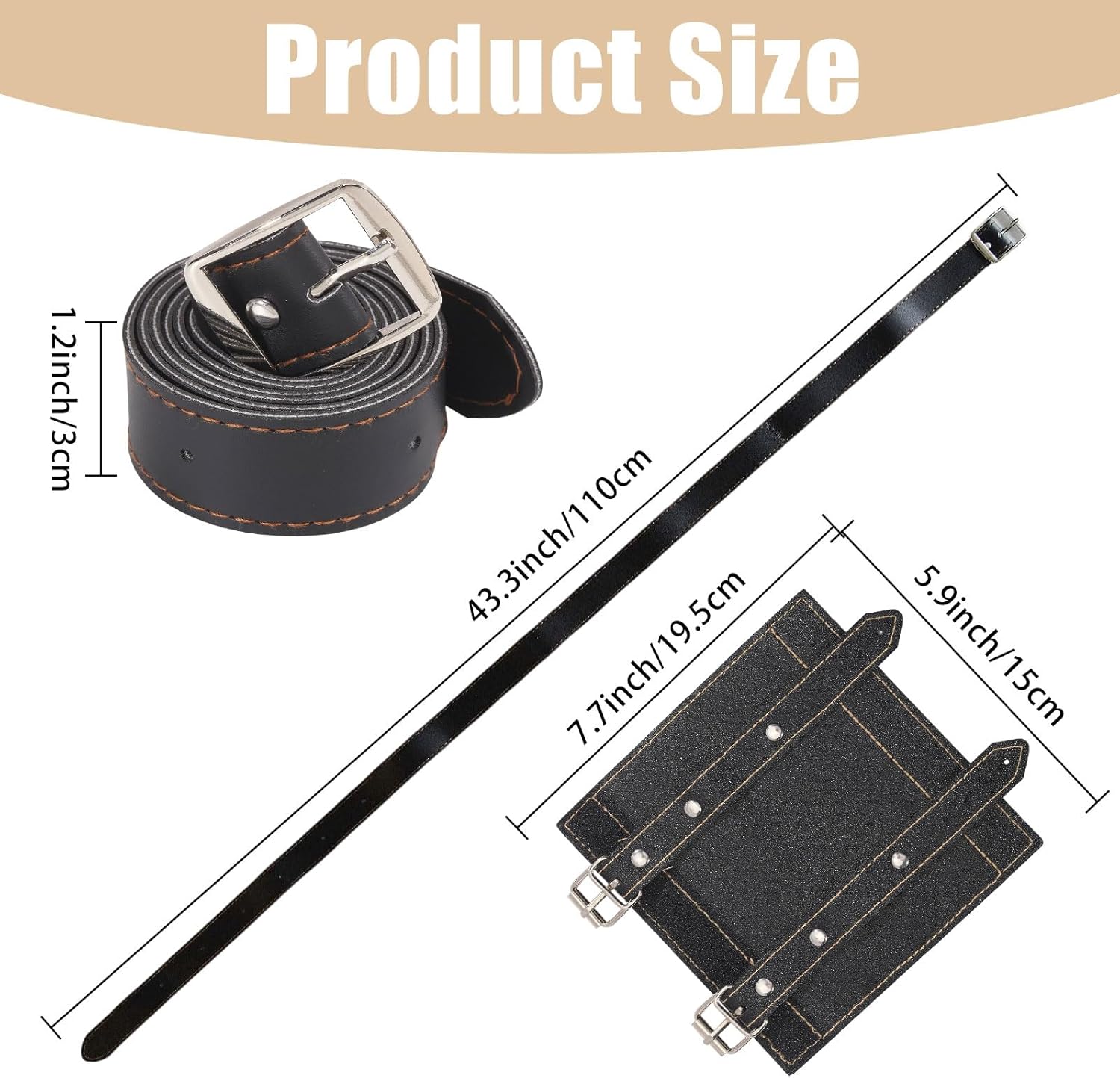 Medieval Sword Cover Leather Belt Adjustable Samurai Rapier Scabbard Belt Two Buckle Katana Sword Holder Renaissance for Knight Warrior Pirate Cosplay - Image 2