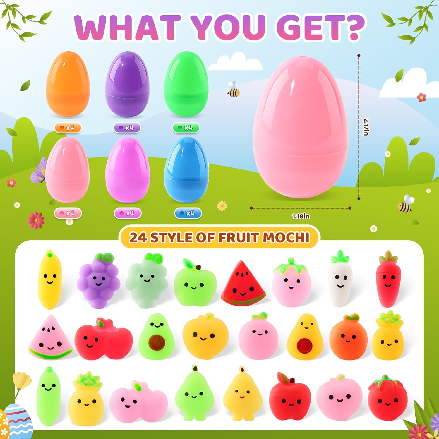 AuroTops 24 Pcs Easter Eggs Filled with Squishy Toys, Easter Basket Stuffers for Toddlers, Sensory Squeeze Toy for Easter Party Favors,Easter Gifts for Kids,Prefilled Easter Eggs,Easter Decorations