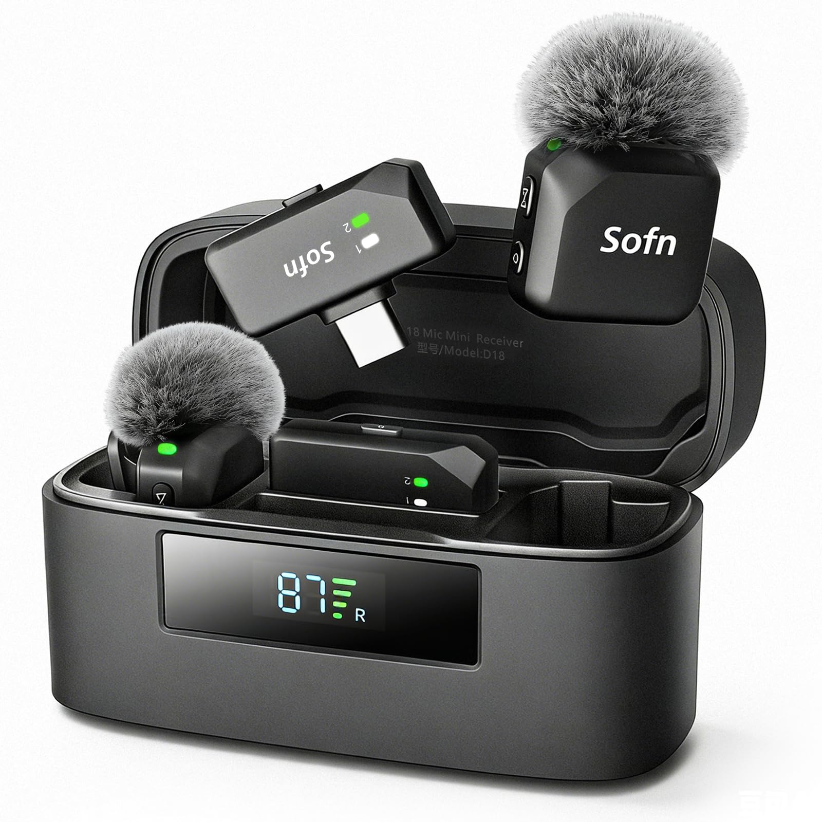 Wireless Lavalier Microphone for iPhone & Android Magnetic Mini Clip Mic | AI Noise Reduction;Lightning & Type-C;9g Light;55H Battery Life with Charging Case for TikTok YouTube Vlog Content Creation