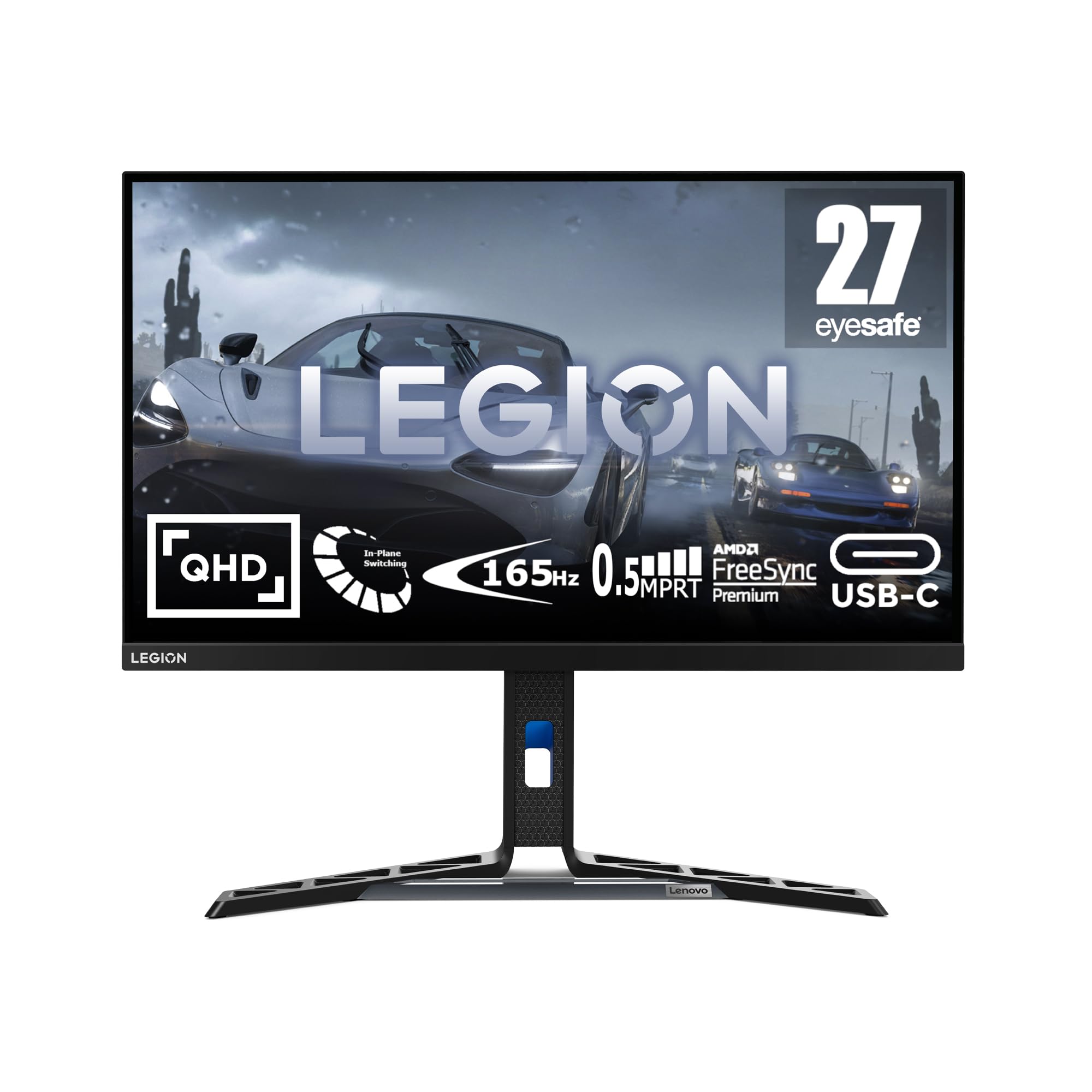 Lenovo Legion Y27h-30 | 27" QHD Gaming Monitor | 2560x1440 | 180Hz | 400 nits | 0,5ms Reaktionszeit | IPS-Panel | USB 3.2 | USB-C | HDMI | DisplayPort | AMD FreeSync | Lautsprecher | 6,8kg | schwarz