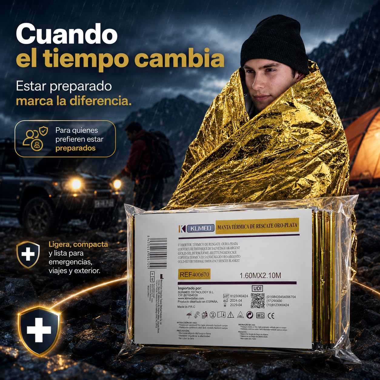 MUNTRADE Couvertures Thermiques d’Urgence – 2 unités.