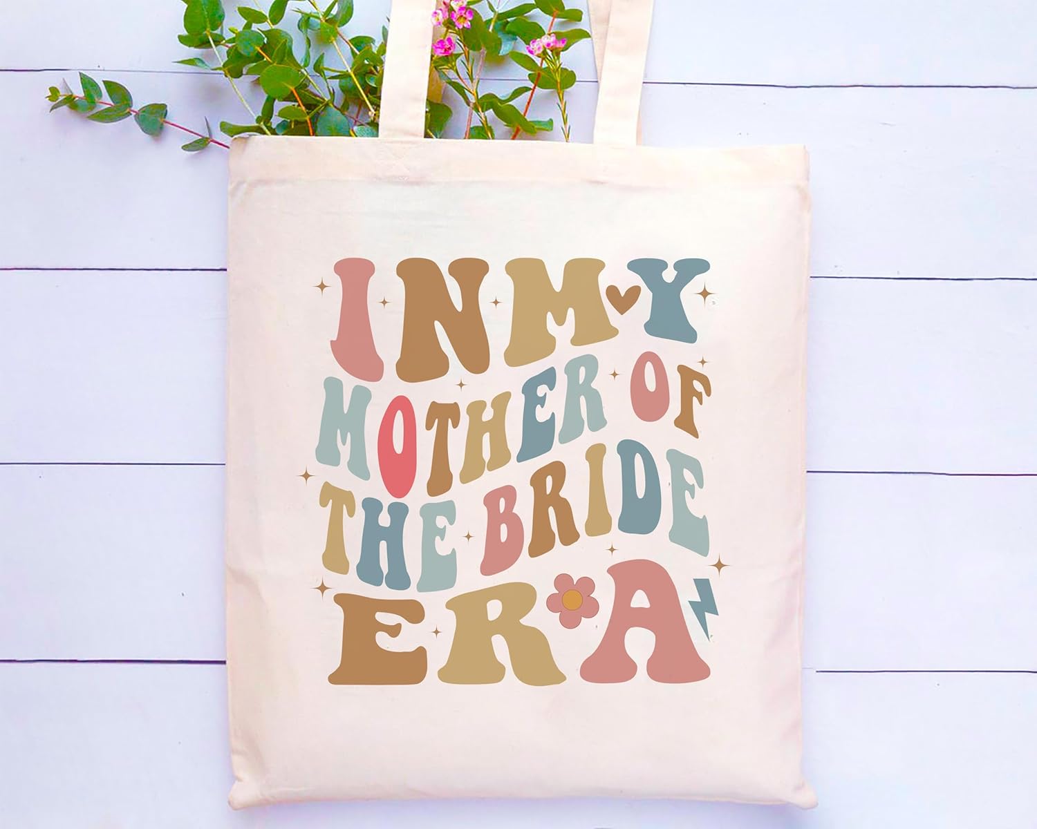 LIBIHUA Mother of the Bride Gift,Wedding Gifts for Mom,Bridal Party Present-Bachelorette Present,Simple Atmospheric Shoulder Bag,Shopping Tote Bag-In My Mother of the Bride Era - Image 5