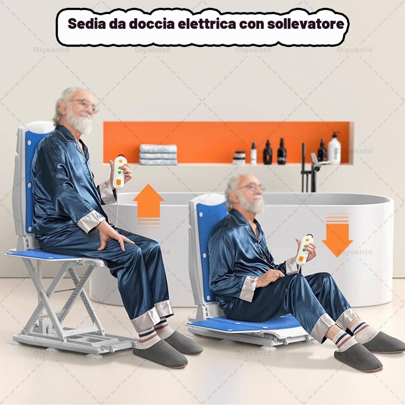 Montascale Elettrico per sedie, Solleva Gli Anziani dal Pavimento, montascale Impermeabile IPX8 con Telecomando, Supporta Fino a 300 libbre, per Anziani e disabili, Dispositivo di Assistenza