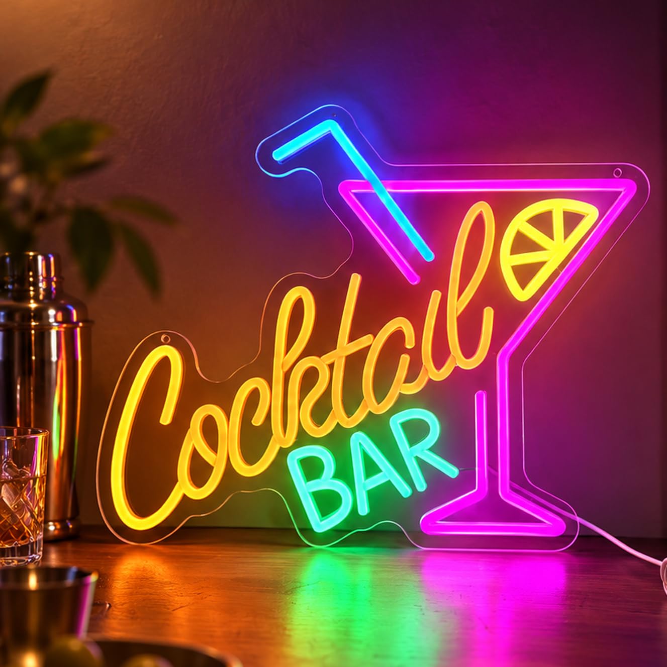 Dimmable Cocktail Bar Neon Sign for Wall Decor (12.61" x 16.55") โ image 1