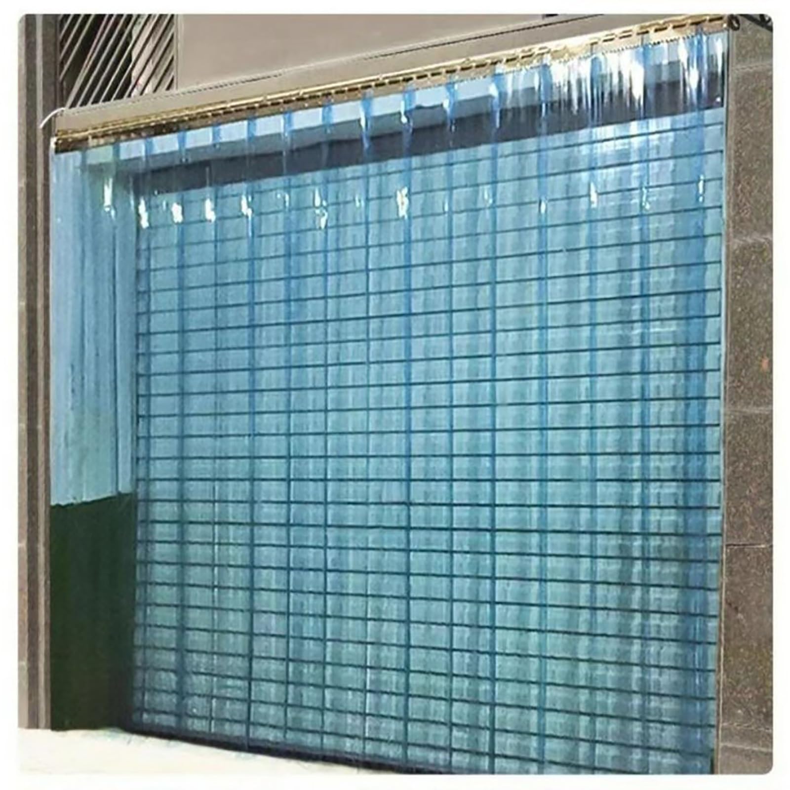 Rideau de porte à lamelles en PVC transparent coulissant 75x220cm pour zone réfrigérée
