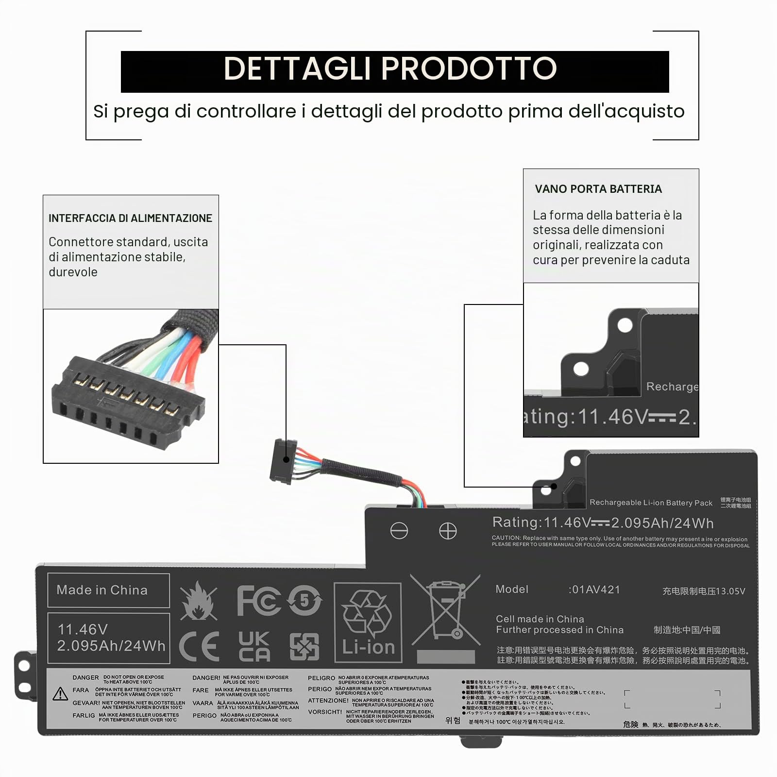 ASUNCELL 11.46V/24Wh 01AV421 Batteria del Computer Portatile per ThinkPad T470 T480 A475 A485 TP25 (Anniversary Edition 25) Series, 01AV421 01AV419 01AV420 01AV489 SB10K97576 SB10K97577