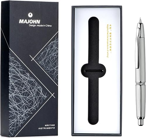 Vista 34 de Majohn - Pluma estilográfica de prensa A1 con convertidor, juego de escritura retráctil negro dorado (sin versión de clip)