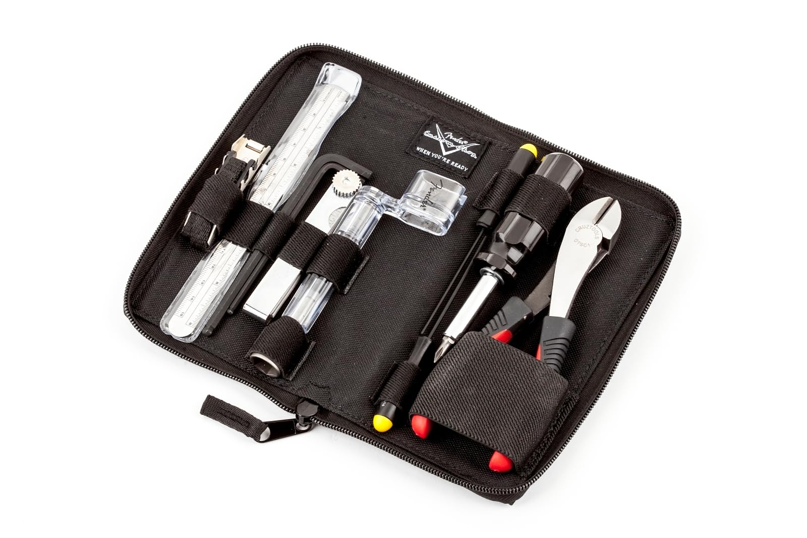 Fender Custom Shop Guitar Tool Kit, Comprehensive Maintenance Set for Acoustic and Electric Guitars and Basses, with Polyester Storage Pouch and Setup Guide