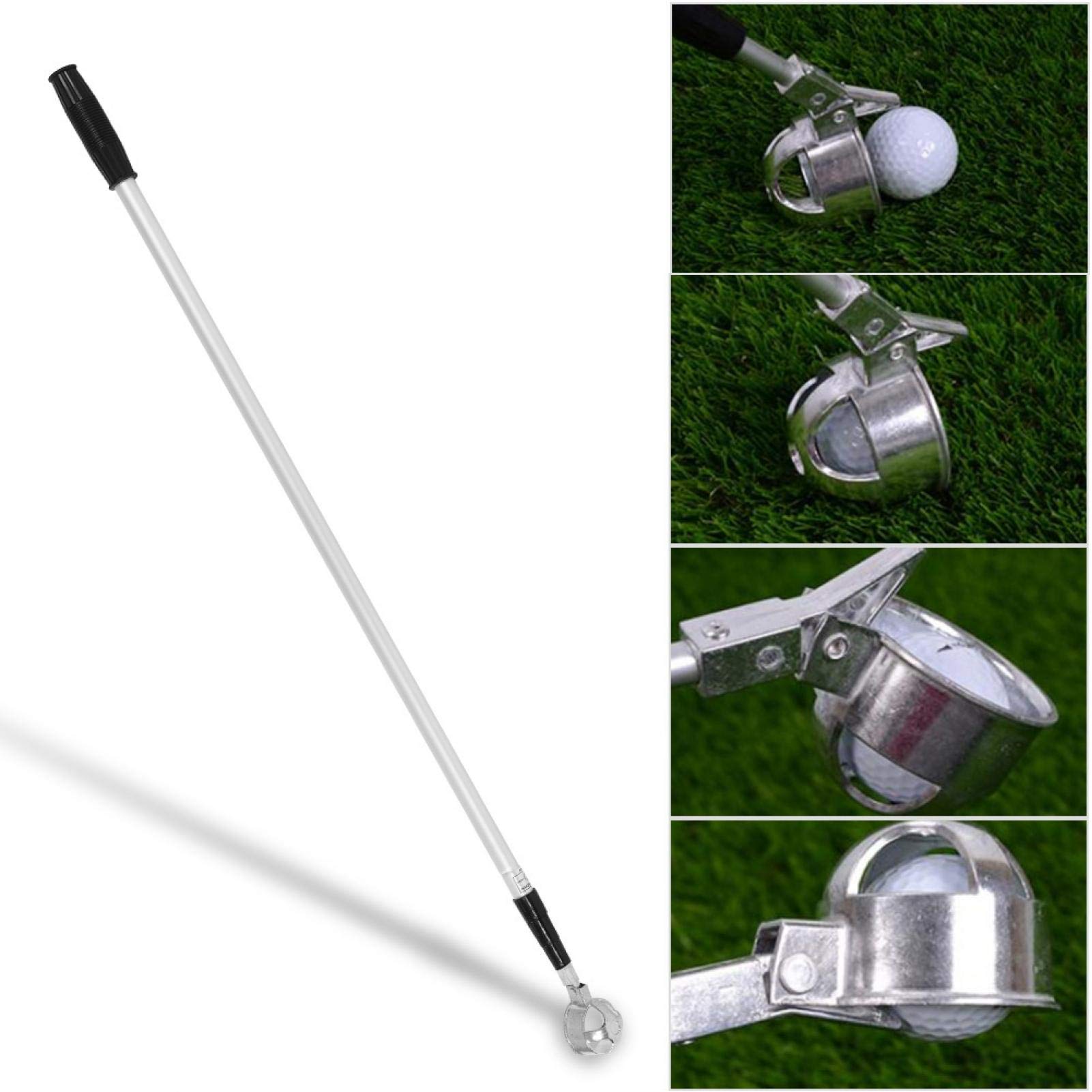 Recuperador de Pelotas de Golf, Aleación de Aluminio Recogedor de Pelotas de Golf con Garra Recuperador de Agarre de Pelotas, Receptor telescópico