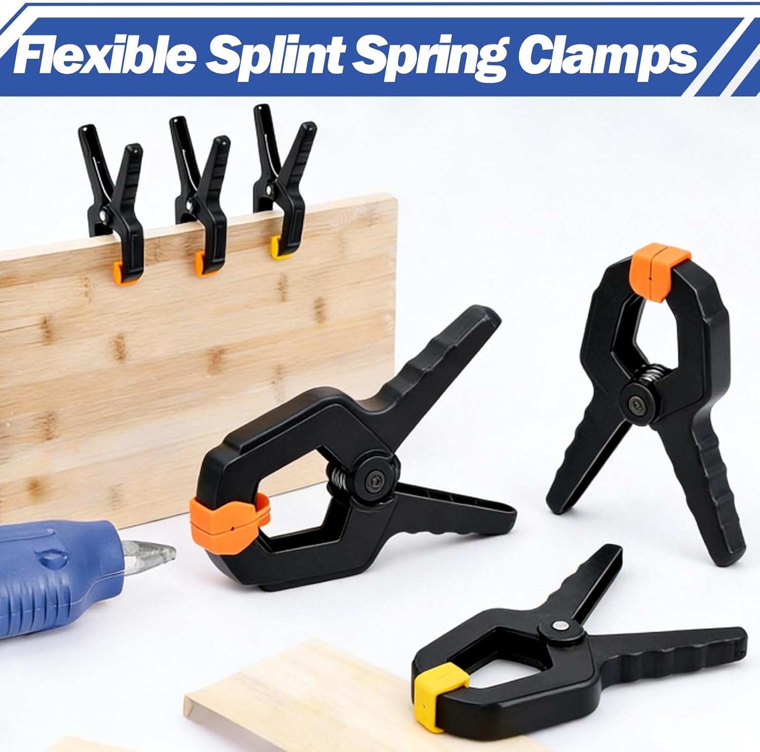 30 Pack Plastic Spring Clamps, 3.5 inch Heavy Duty Clips Spring Clips, Backdrop Clips, Plastic Wood Clamps for Woodworking, Crafts, Small Clamp for Backdrop Stand, Home, Photography Orange Splint