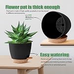 3 Pack Plant Pots Indoor 10/9/8 Inch Self Watering Planters for Indoor Plants Flower Pots for Indoor Plants with Drainage Holes and Saucer for Home Garden Indoor Outdoor(Black)
