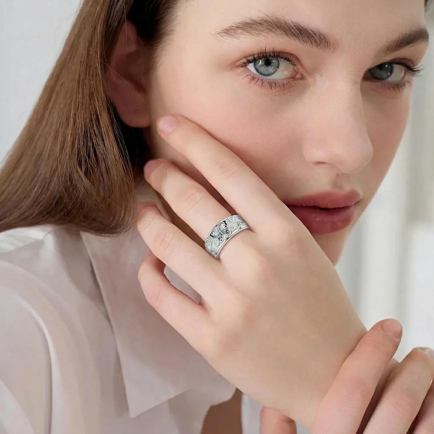Opal Rings S925 Sterling Silver White Opal Ring Jewelry Gift For Women Men