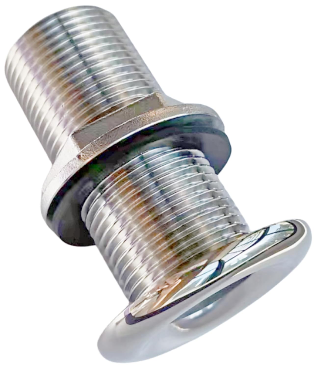 Marine Grade 316 Stainless Steel Full Threaded Through Hull Pipe Fittings with Nuts and washers for Boats, Yachts (1IN)
