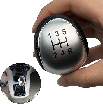 Flylin Gear Shift Knob Cover Silver, 5 Speed Manual Stick for Fiesta Focus