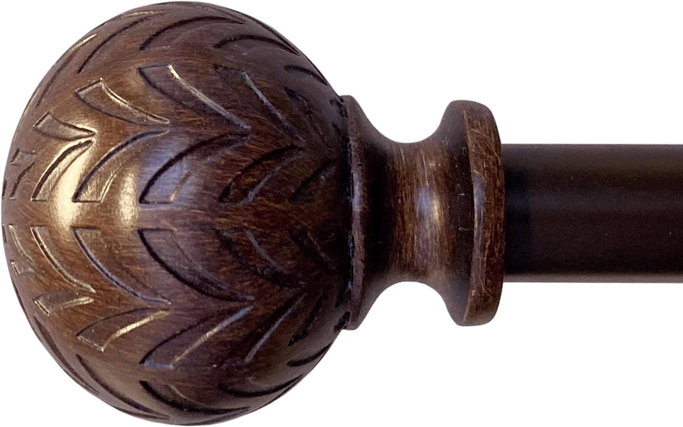 Hermosa 86-128 Inch Adjustable Curtain Rod Set, 5/8 Inch Diameter in Walnut