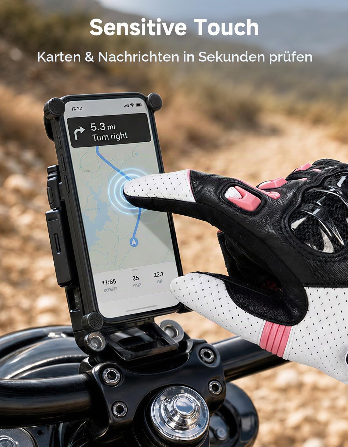 KEMIMOTO Motorrad Handschuhe Damen, Vollfinger Ziegenleder mit rutschfesten Pads, Touchscreen Motorradhandschuhe Leder, Winter Schutzhandschuhe, Motocross, Roller, Moped, Quad, Paitball, ATV