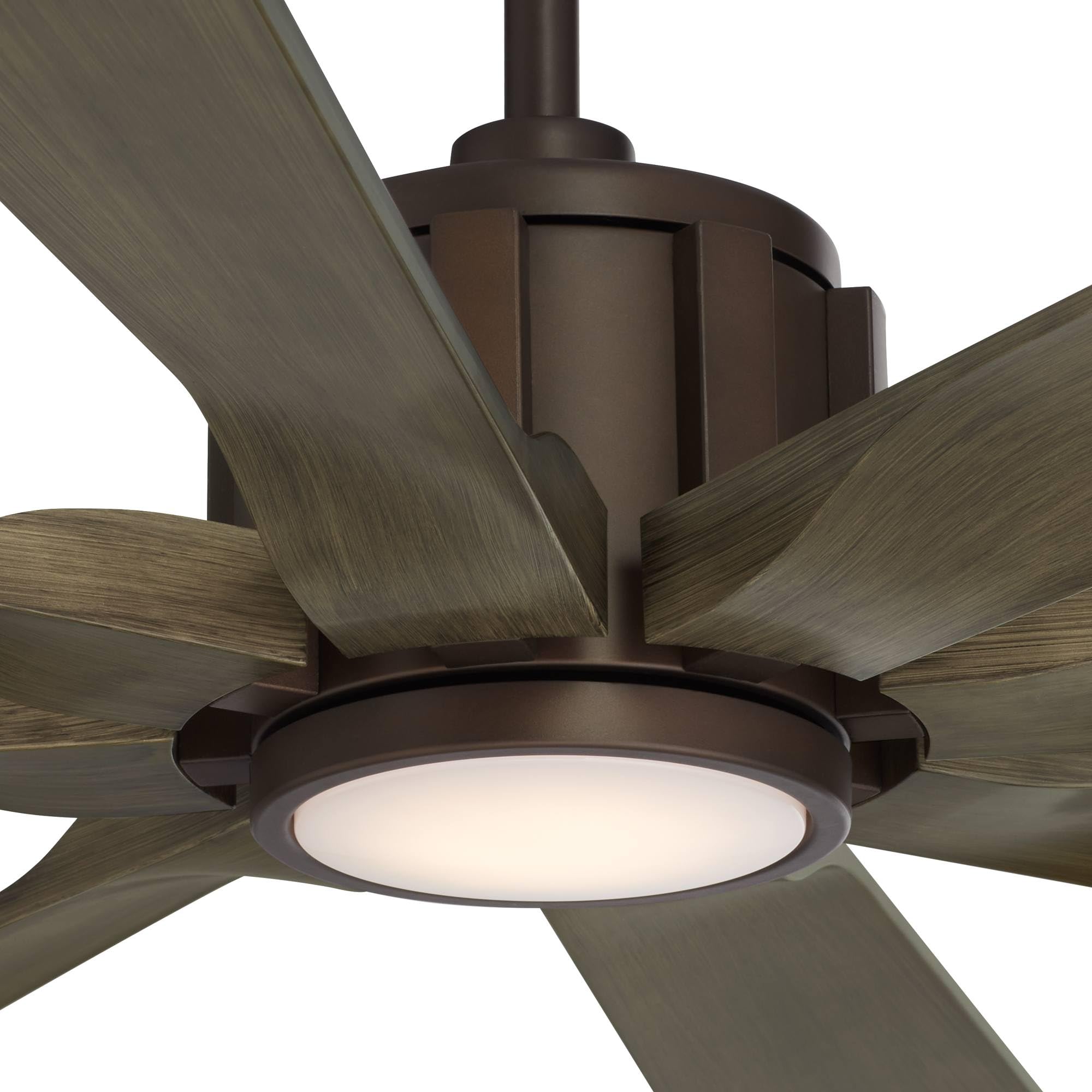 Possini Euro Design 60\" Defender Modern Large Indoor Outdoor Ceiling Fan With Led Light Remote Control Matte Black Damp Rated For Patio Exterior House