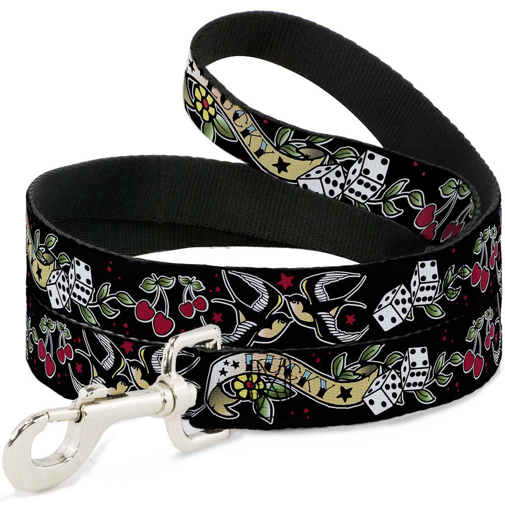 Lucky Noir Pet Leash laisse Buckle Down haut de gamme 6 pieds d'une largeur de 3,8 cm