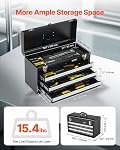 VEVOR Metal Tool Box, 20.5-inch, Portable Metal Tool Box with 3 Drawers, Small Tool Chest with EVA Liners, Ball Bearing Slide Drawers Locking & Powder Coated Finish, Multi-Function Tool Organizer