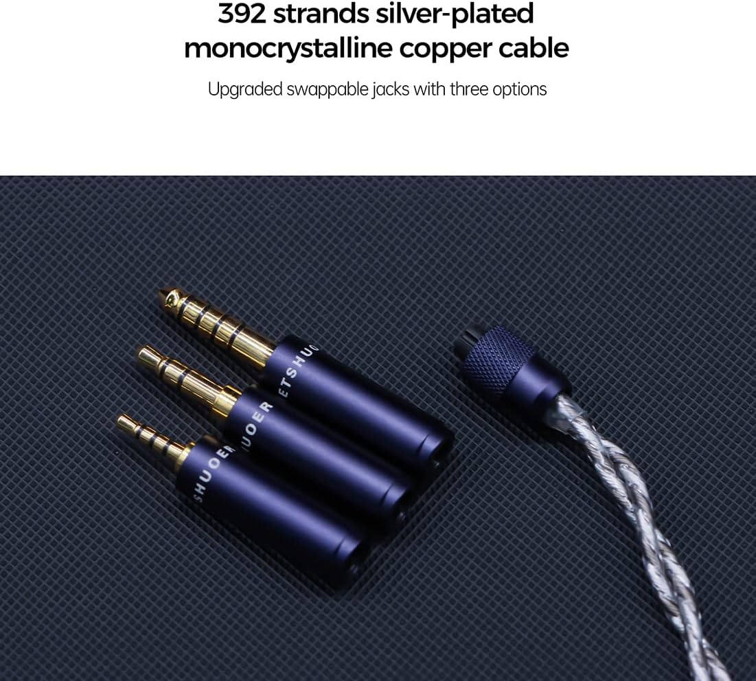 AOSHIDA LETSHUOER S12 Pro in-Ear Headphones 14.8mm Planar Magnetic Driver IEM HiFi Earbud with Silver Plated Single Crystal Copper Cable with 2.5mm/3.5mm/4.4mm Earphone Jack Wired Headset (Blue)